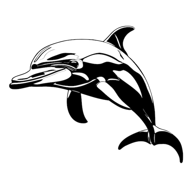 Monochroom vrolijke springende dolfijn 1
