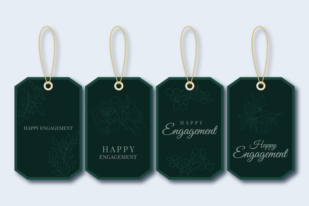 Vector monocolor happy engagement green gift tag