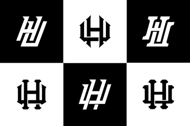 Vector monogram aanhaalbrief hu of uh met interlock stijl voor merkkleding streetwear