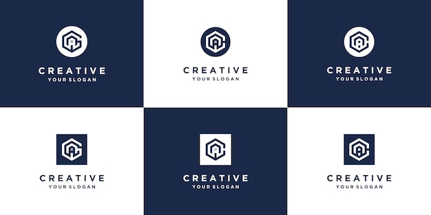 Monogram abstract eerste A logo ontwerpsjabloon set