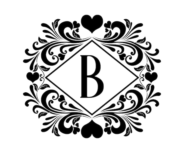 ベクトル マグカップ、t シャツ、グリーティング カードなどに印刷された結婚式のバレンタインのモノグラム アルファベット文字