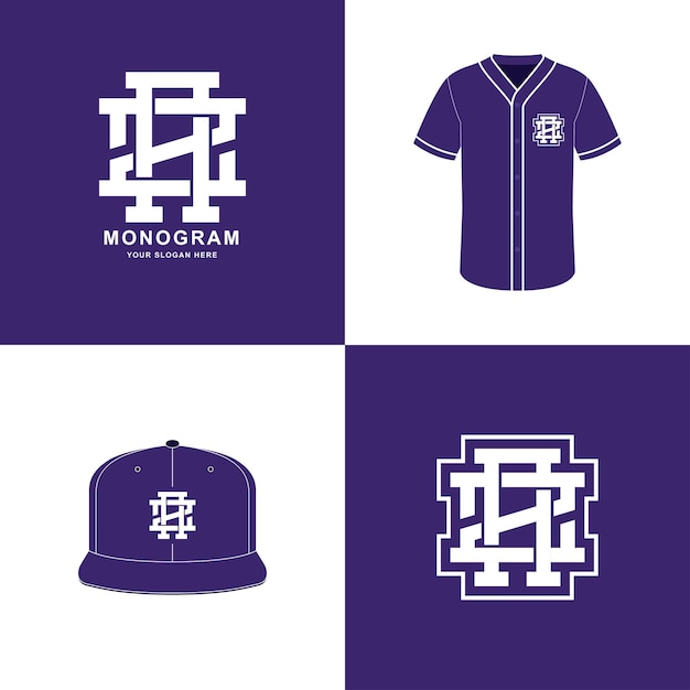 Monogram AZ or ZA for football, basketball, baseball, clothing on t-shirt and snapback mockup design