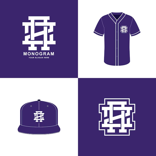 Monogram az or za for football, basketball, baseball, clothing on t-shirt and snapback mockup design