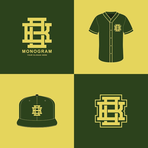 Monogram BO of OB voor voetbal, basketbal, honkbal, kleding op t-shirt en snapback mockup-ontwerp