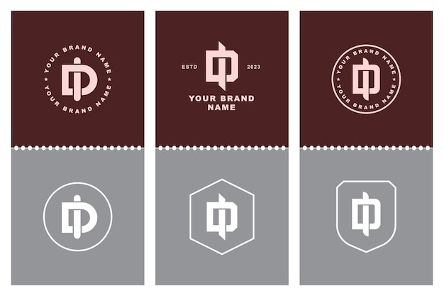 Vector monogram collection letter di or id with interlock style, badge design for brand, clothing, apparel