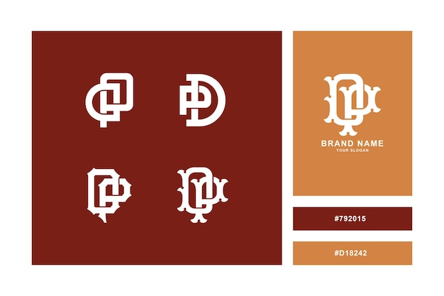 Vector monogram collection letter dp or pd with interlock, modern, vintage, style good for clothing brand