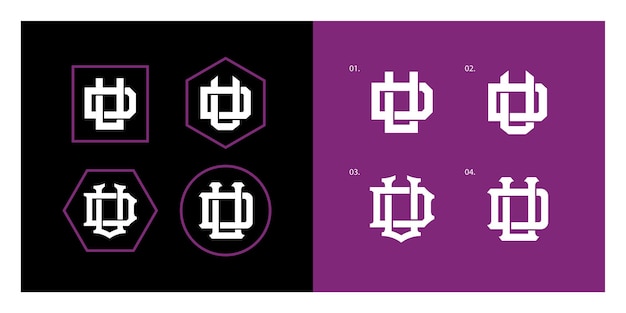 Monogram collection letter DU or UD with interlock style for brand, clothing, apparel, streetwear