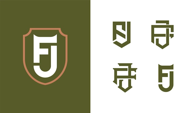 Monogram collection letter FJ or JF with shield interlock modern style good for clothing brand