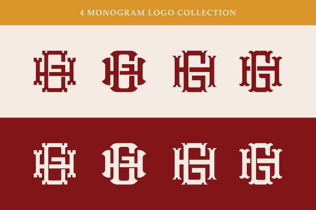 Vettore lettera di raccolta monogramma gh o hg con stile classico vintage interlock buono per il marchio di abbigliamento