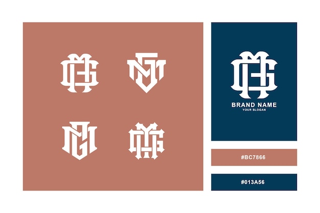 Monogram collection letter GM or MG with interlock style for brand clothing apparel streetwear
