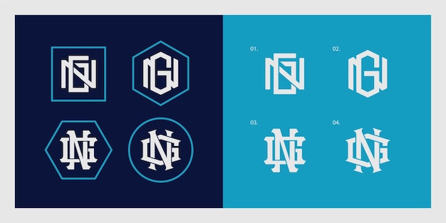 Monogram collection letter GN or NG with interlock style for brand clothing apparel streetwear