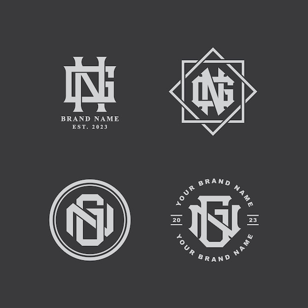 Monogram collection letter gn or ng with interlock style for brand clothing apparel streetwear