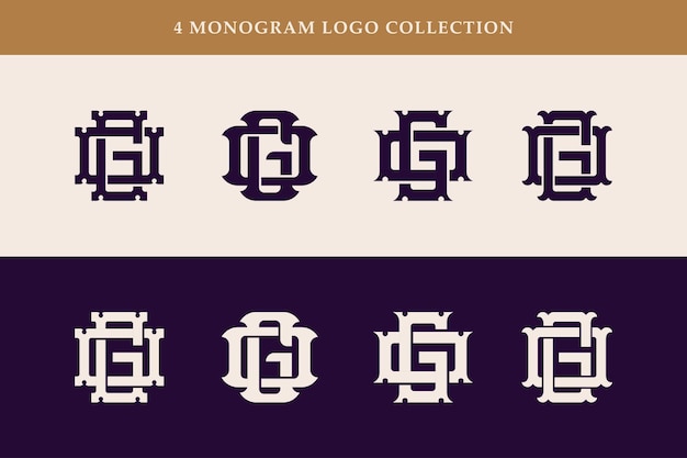 Monogram collection letter GO or OG with interlock vintage classic style good for clothing brand