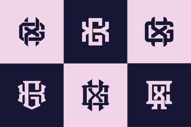 Monogram collection letter GX or XG with interlock style for brand clothing apparel streetwear