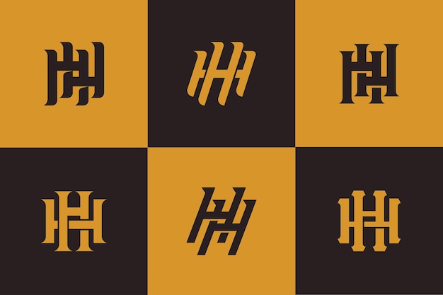 Monogram collection letter H or HH with interlock style for brand clothing apparel streetwear