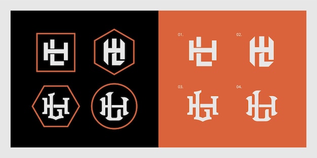 Monogram collection letter HL or LH with interlock style for brand clothing apparel streetwear