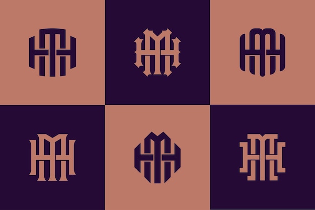 Monogram collection letter HM or MH with interlock style for brand clothing apparel streetwear