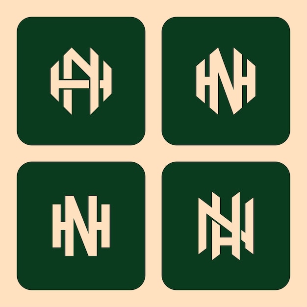 Vector monogram collection letter hn or nh with interlock style for brand clothing apparel streetwear