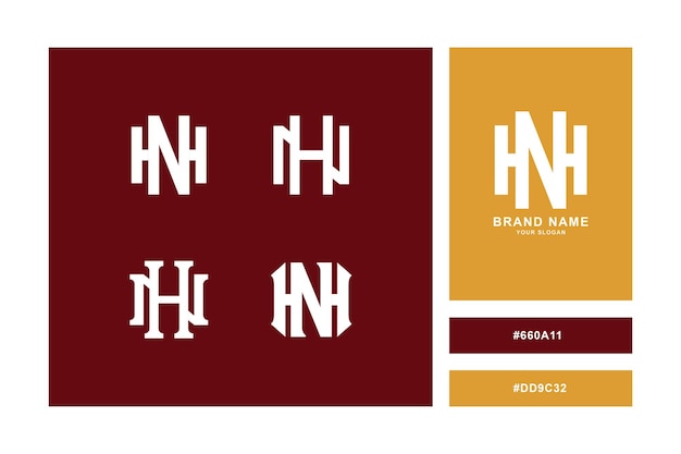 Vector monogram collection letter hn or nh with interlock style for brand clothing apparel streetwear