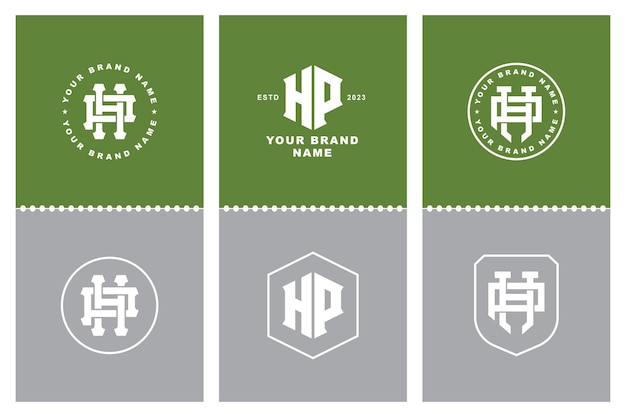 Monogram collection letter HP or PH with interlock modern style badge design for brand clothing