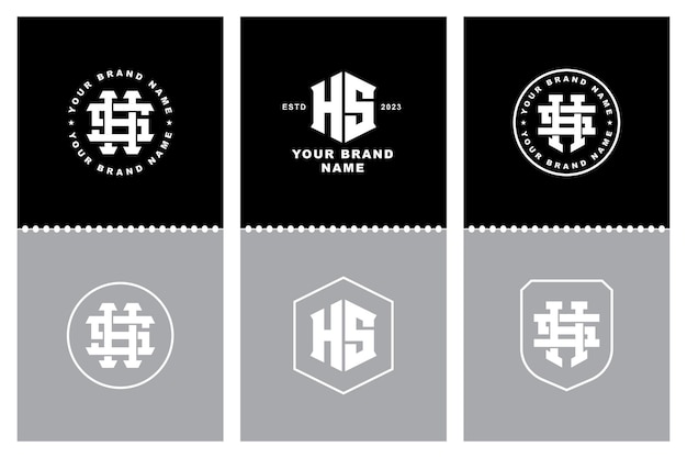 Monogram collection letter HS or SH with interlock modern style badge design for brand clothing