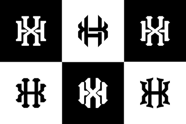 Monogram collection letter HX or XH with interlock style for brand clothing apparel streetwear