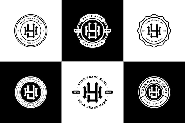 Вектор Монограмма коллекционной буквы hy или yh с дизайном значка в стиле взаимосвязи для фирменной одежды