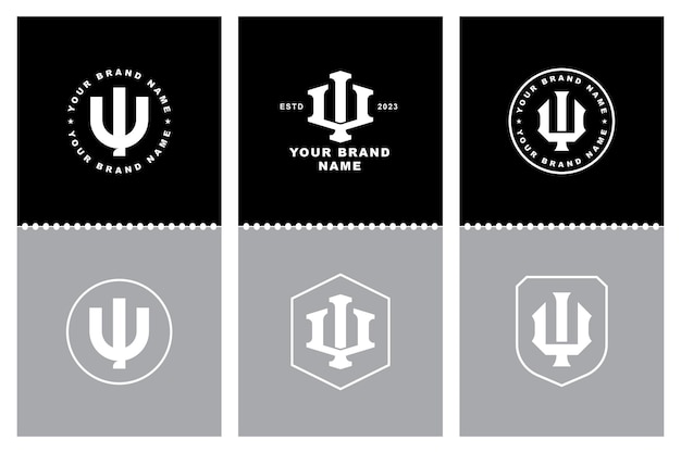 Monogram collection letter iu or ui with interlock style badge design for brand clothing apparel