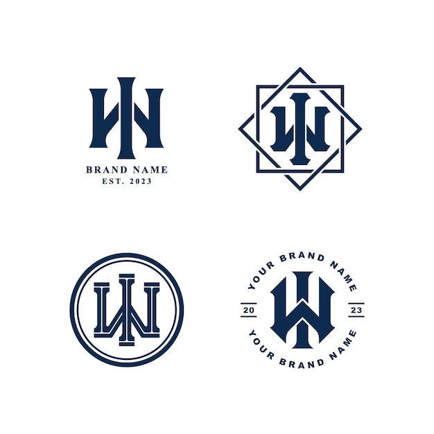 Monogram collection letter IW or WI with interlock style for brand clothing apparel streetwear