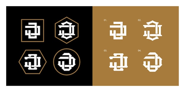Monogram collection letter J or JJ with interlock style for brand clothing apparel streetwear