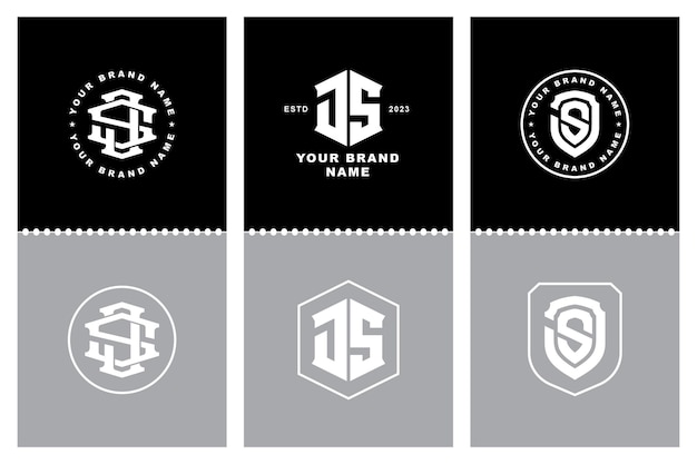 Monogram collection letter JS or SJ with interlock modern style badge design for brand clothing