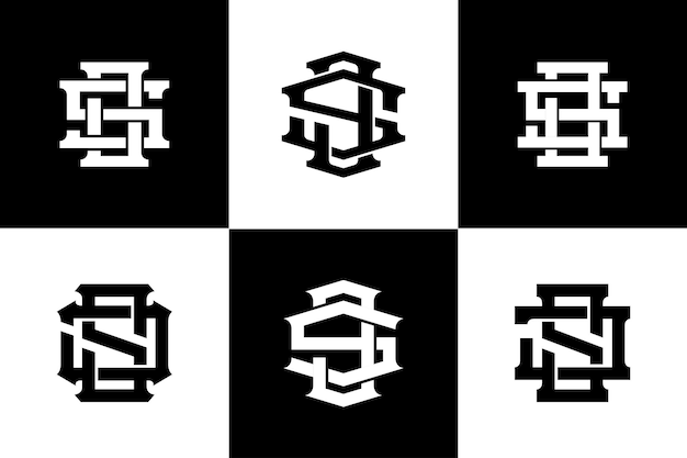 Monogram collection letter JS or SJ with interlock style for brand clothing apparel streetwear