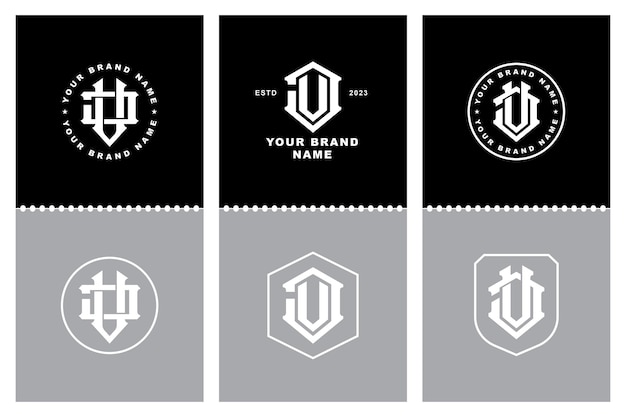 Vector monogram collection letter jv or vj with interlock modern style badge design for brand clothing
