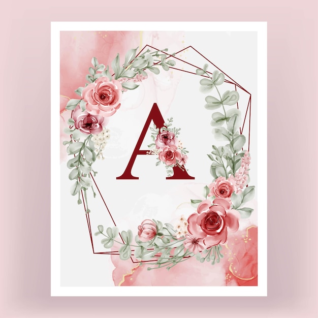 Monogram decorative a alphabet vintage floral