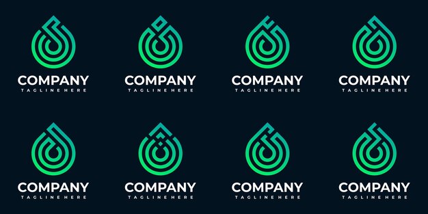 Monogram drop logo template collection