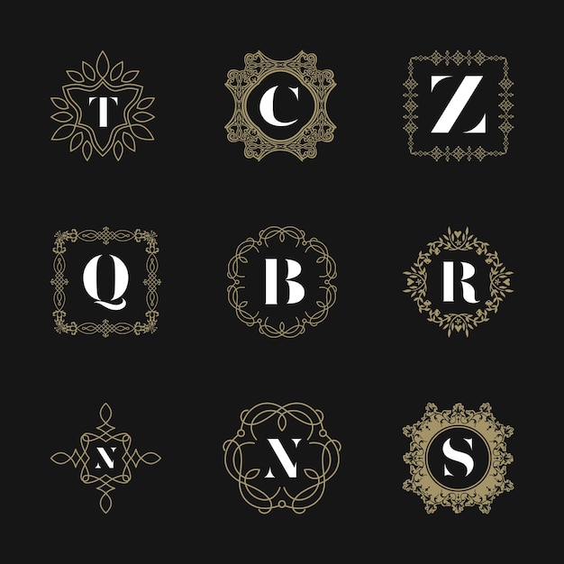 Monogram embleem insignes ingesteld