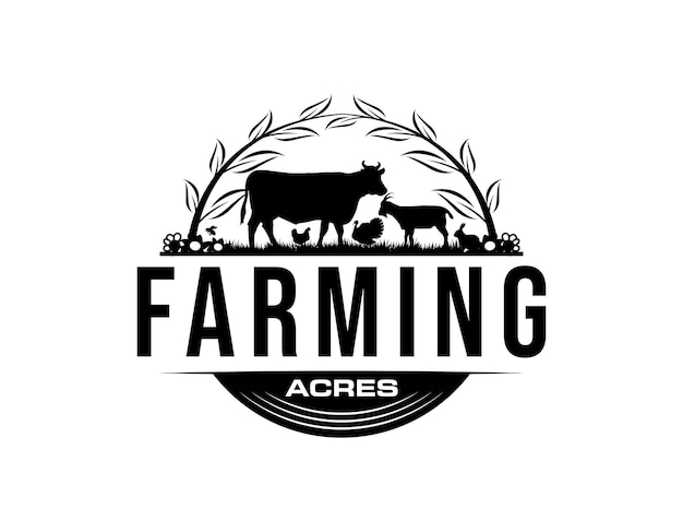 Modello di progettazione del logo di monogram farming ranch