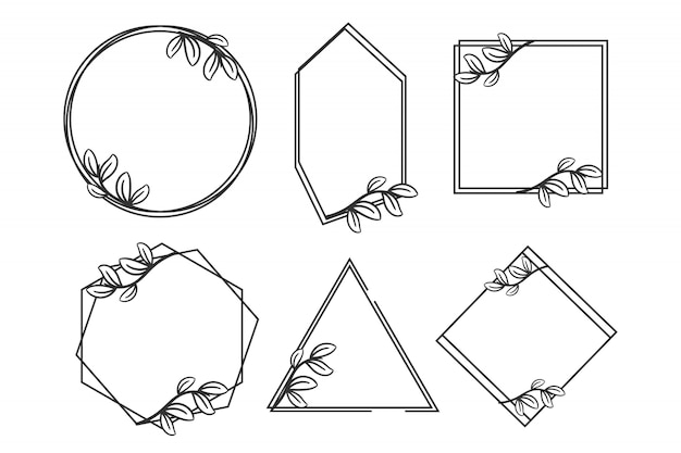 Vector monogram geometrisch kader met bloemenbest voor huwelijksuitnodiging