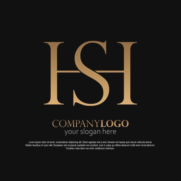 Элегантный золотой логотип Monogram HS