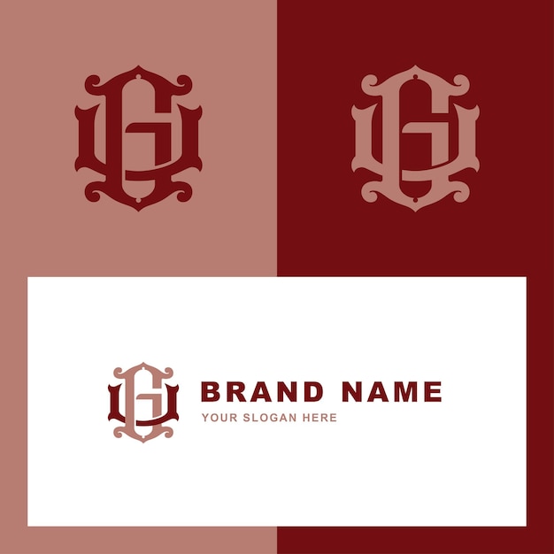 Monogram letter GU of UG met interlock vintage klassieke stijl goed voor merkkleding