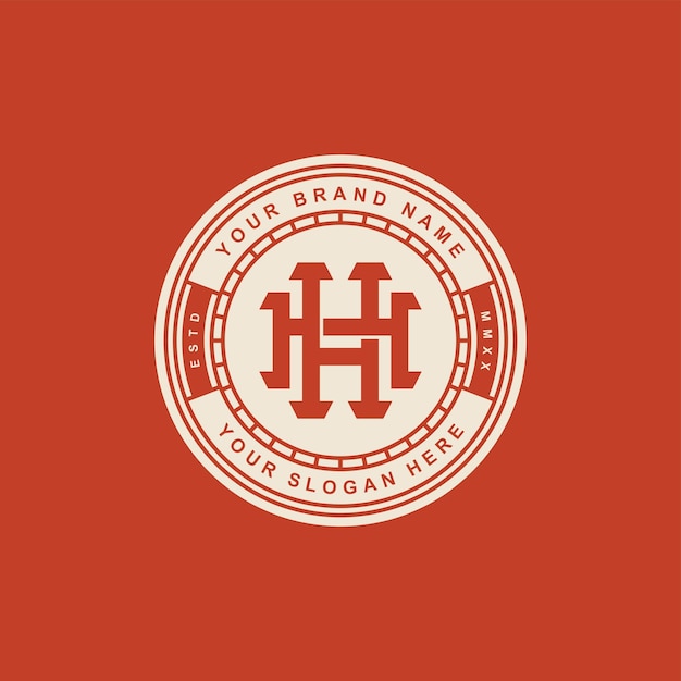 Vector monogram letter h of hh met interlock-stijl badge-ontwerp voor merkkleding kleding streetwear