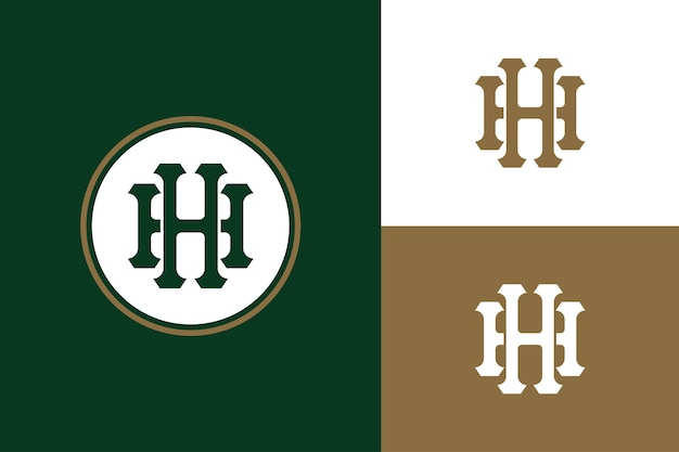 Monogram letter H of HH met interlock-stijl voor merkkleding kleding streetwear
