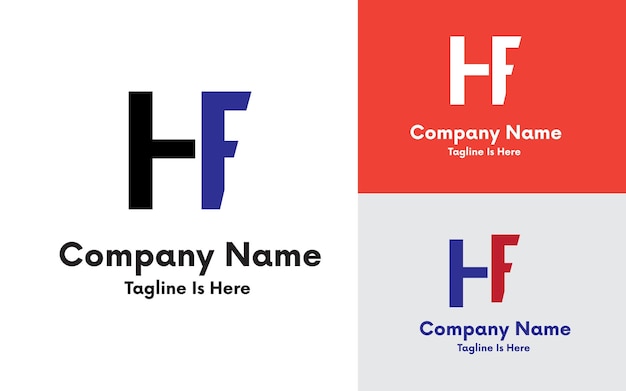 monogram letter HF logo design