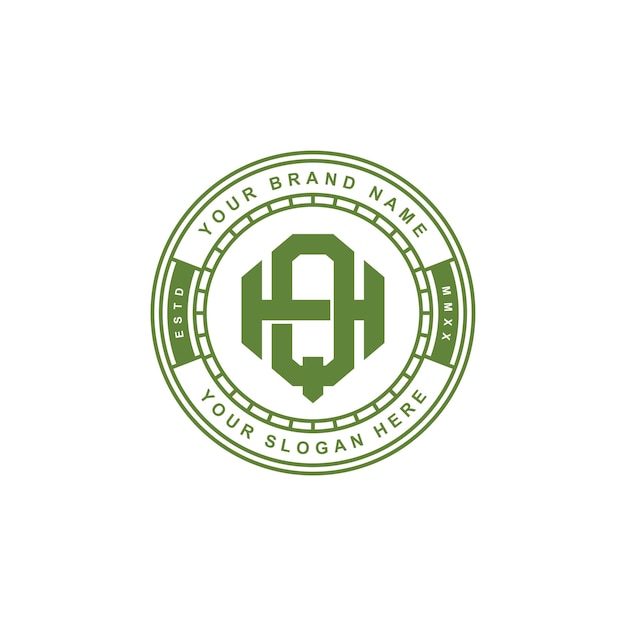 Vector monogram letter hq or qh with interlock style badge design for brand clothing apparel streetwear