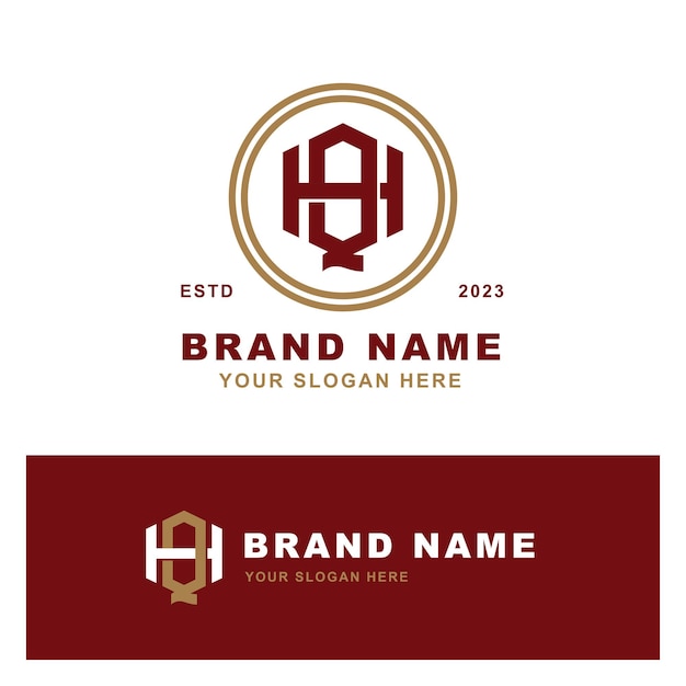 Monogram letter HQ or QH with interlock style for brand clothing apparel streetwear