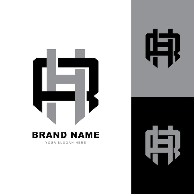 Monogram letter HR or RH with interlock style good for brand clothing apparel streetwear