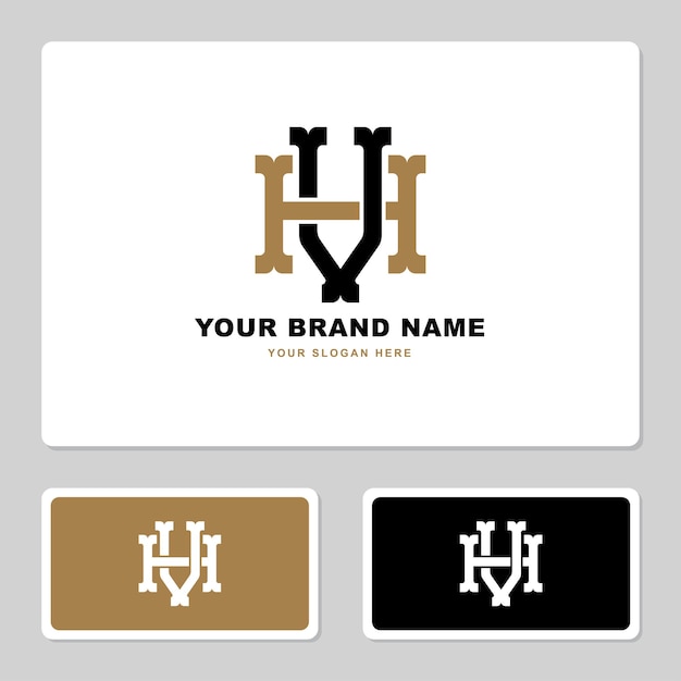 Монограмма с буквой HV или VH с интерлоком в винтажном классическом стиле, подходящая для брендовой одежды.