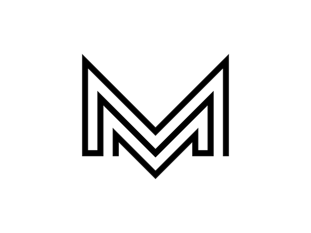 Disegno del logo in stile linea con la lettera monogramma m