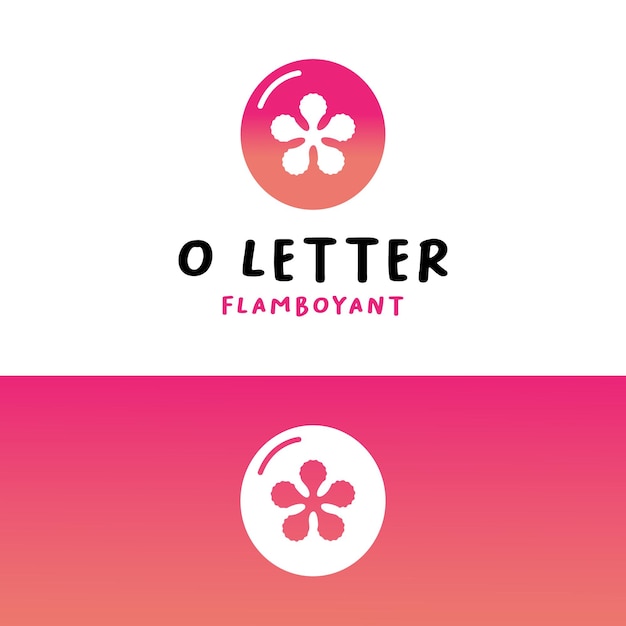 Monogram Letter O Circle with Flamboyant Flower Logo