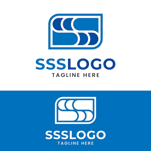 Vector monogram letter sss in blue color logo design template